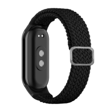  Xiaomi Mi Smart Band 8, textíl pótszíj, állítható, szőtt stílusú, fekete okosóra kellék