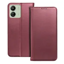  Xiaomi Poco C65 Telefontok - Smart Magnetic burgundy szilikon keretes mágneses könyvtok tok és táska