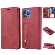 Xiaomi Redmi 10A, Oldalra nyíló tok, stand, kártyatartóval, kézpánttal, Wooze Business Plus, piros tok és táska