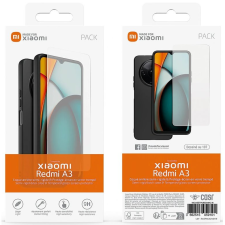 Xiaomi Redmi A3, Szilikon tok, ultravékony, + képernyővédő üveg, fekete, gyári tok és táska