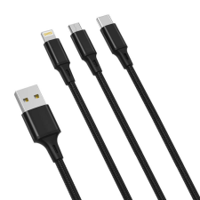 XO 3in1 Cable USB-C / Lightning / Micro 2.4A, 1,2m (Black) kábel és adapter