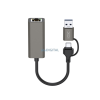 XO adapter HUB HUB018 2w1 USB-USB-C - RJ45 szürke