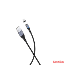 XO NB125, Mágneses adatkábel, USB+Lightning,Fekete mobiltelefon kellék