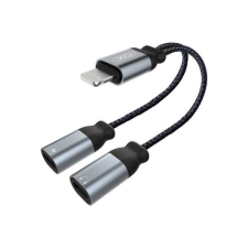 XO NBR160A Lightning audio elosztó adapter fekete kábel és adapter