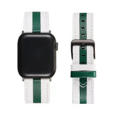 xPRO Apple Watch bőr szíj Fehér / Sötétzöld 38mm/40mm/41mm (128067) okosóra kellék