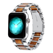 xPRO tector XPRO Apple Watch rozsdamentes acél fa berakással szíj Ezüst / Barna 42mm/44mm/45mm/49mm okosóra kellék
