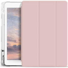 Xprotector Apple iPad 10.2 (2019 / 2020 / 2021), mappa tok, Apple Pencil tartóval, átlátszó szilikon hátlap, Smart Case, Xprotector Smart Book Flip, rózsaszín tablet tok