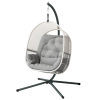 Yatdin GmbH Outsunny függőszék vázzal, tojás alakú függőhinta puha, mély párnával, ülőpárnák, függőágy kültéri használatra Hintaszék kültéri, terasz, kert, világosszürke