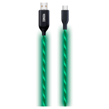 YENKEE USB2.0 apa - USB-C LED Szinkronizáló- és töltő kábel 1m - Zöld kábel és adapter