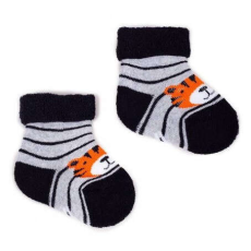  Yo! Baby frottír zokni 0-3 hó - fekete/szürke tigris