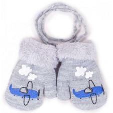 Yo! Bébi téli kesztyű 10 cm - Szürke repülőgép gyerek kesztyű