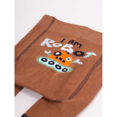 Yo Club! Pamut Harisnyanadrág csúszásgátlós - Barna Robotos 68/74