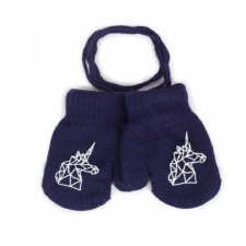  Yo!club téli kesztyű 12 cm - sötétkék/egyszarvú gyerek kesztyű
