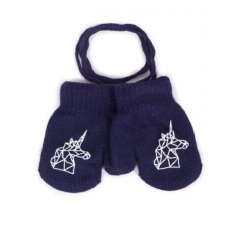  Yo!club téli kesztyű 12 cm - sötétkék/egyszarvú gyerek kesztyű