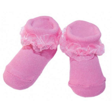 Yo! Yo! Baby pamut zokni csipkés pink 6-9 hó