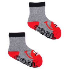  Yoclub ABS csúszásgátlós zokni 17/19 - szürke/piros szörnyi gyerek zokni