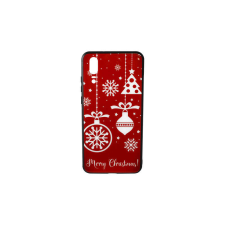 YOOUP Üveges hátlappal rendelkezó telefontok karácsonyi mintával Huawei P20 piros tok és táska