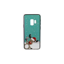 YOOUP Üveges hátlappal rendelkezó telefontok karácsonyi mintával Rudolf rénszarvas Samsung S9 G960 tok és táska