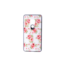 YOOUP Üveges hátlappal rendelkezó telefontok rózsa mintával fehér háttérrel Huawei Mate 20 tok és táska