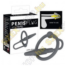 YOU2TOYS Penisplug szilikon makkgyűrű hűgycsőkúppal - szürke péniszgyűrű