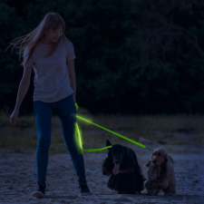 Yummie LED-es póráz - akkumulátoros - 120 x 2,5 cm - zöld nyakörv, póráz, hám kutyáknak