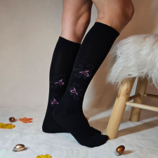 YVONNE Női térdzokni rózsaszín virág mintás 35-38 női zokni