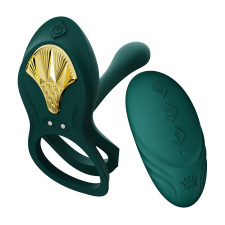 Zalo Bayek okos páros vibrátor erekciós gyűrűvel smaragdzöld/arany vibrátorok