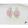  Zamfira antiallergén halvány rózsaszín köves fülbevaló-14K