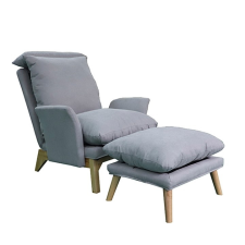 ZANDER Fotel lábtartóval, világosszürke/természetes, ZANDER bútor