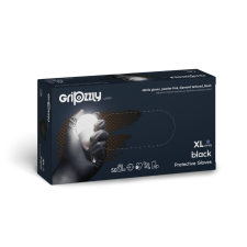 ZARYS Gripzzly Black púdermentes nitril gyémántmintás védőkesztyű fekete 50db védőkesztyű
