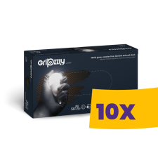 ZARYS Gripzzly Black púdermentes nitril gyémántmintás védőkesztyű fekete 50db (Karton - 10 csomag) védőkesztyű