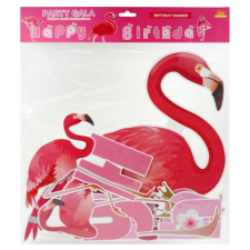  Zászlófüzér Happy Birthday rózsaszín flamingó 602838 party kellék