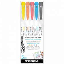 Zebra Ecsetirón Zebra Mildliner Brush&Marker Friendly 5-ös készlet filctoll, marker