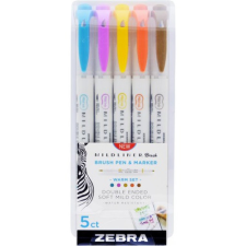 Zebra Ecsetirón Zebra Mildliner Brush&Marker Warm 5-ös készlet filctoll, marker