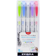 Zebra Ecsetirón Zebra Mildliner Brush&Marker Cool&Refined 5-ös készlet filctoll, marker