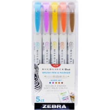 Zebra Ecsetirón Zebra Mildliner Brush&Marker Warm 5-ös készlet filctoll, marker