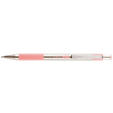Zebra Golyóstoll, 0,24 mm, nyomógombos, rozsdamentes acél, pasztell rózsaszín tolltest, ZEBRA F-301, kék (TZ90707) toll