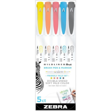 Zebra Mildliner Brush Friendly 5db-os kettős végű ecset marker filctoll, marker