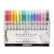 Zebra Szövegkiemelő kétvégű ZEBRA Mildliner Cool&Refined, Fluorescent, Warm 1,4-4,0 mm 15 db/ készlet filctoll, marker