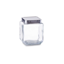 Zeller tárolóedény, üveg/rozsdamentes acél, 11x11x14 cm, 1,1 l, átlátszó papírárú, csomagoló és tárolóeszköz