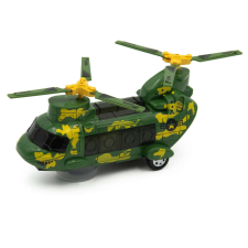 Zenélő és világító katonai helikopter helikopter és repülő