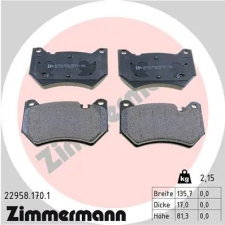 Zimmermann fékbetétkészlet, tárcsafék 22958.170.1 autóalkatrész