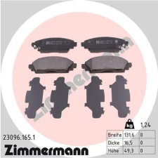 Zimmermann fékbetétkészlet, tárcsafék 23096.165.1 autóalkatrész