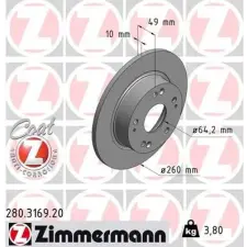 Zimmermann féktárcsa 280.3169.20 autóalkatrész