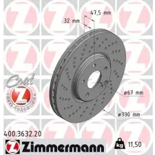 Zimmermann féktárcsa 400.3632.20 autóalkatrész