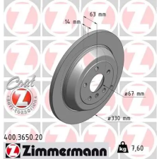 Zimmermann féktárcsa 400.3650.20 autóalkatrész
