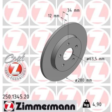 Zimmermann féktárcsa ZIMMERMANN 250.1345.20 autóalkatrész