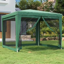  Zöld HDPE rendezvénysátor 4 hálós oldalfallal 3x3 m kerti tárolás