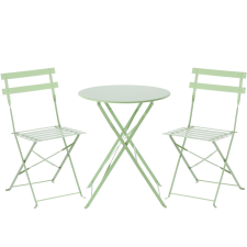  Zöld kerti bútor szett (kerek asztal + 2 szék) kerti bútor