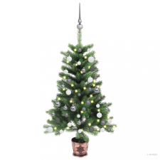  Zöld megvilágított műkarácsonyfa gömb szettel 90 cm műfenyő